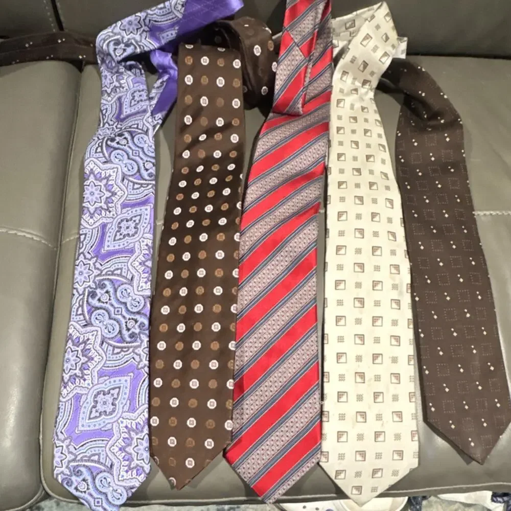 Ermenegildo Zegna 100% Silk Tie Lot of 5 Made in Italy Designer Neckties